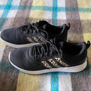 Black Athletic Sneakers with Leopard Accent - Women’s